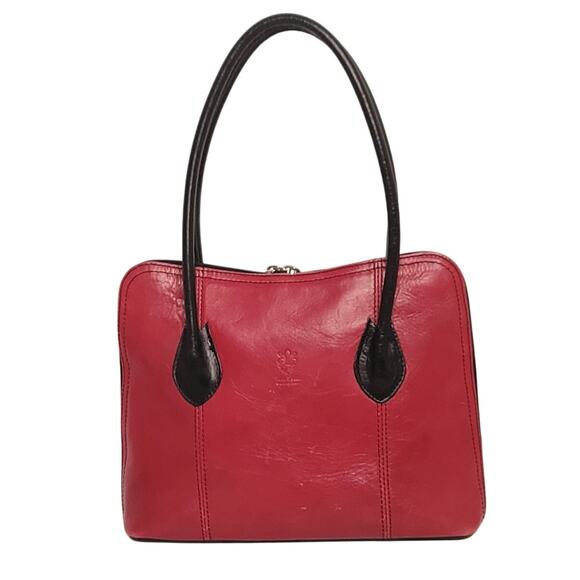 Vera Pelle Tote Shoulder Bag Red Italian Leather - Picture 3 of 7